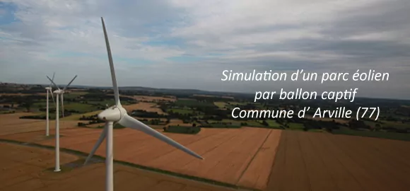 simulation par ballon du parc éolien d'Arville